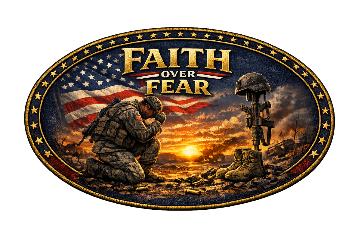 Faith Over Fear oval badge design