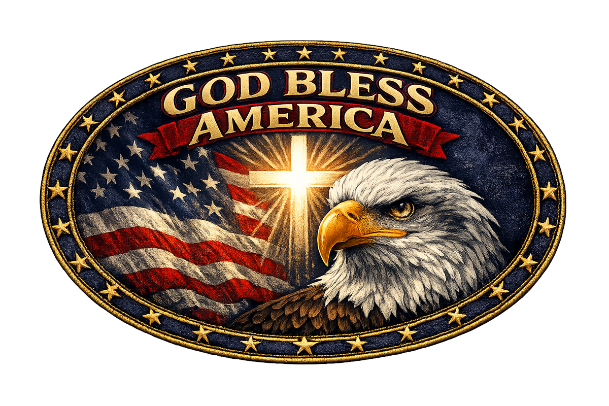 God Bless America oval badge design